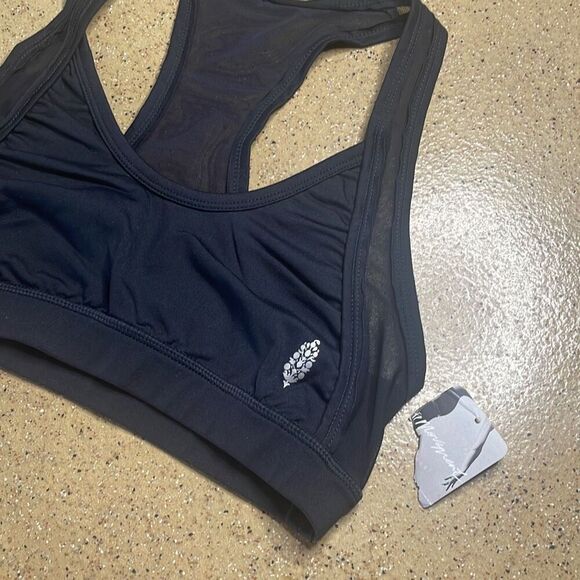 Free People Movement Mesh Racerback Sports Bra S Black - Picture 3 of 8